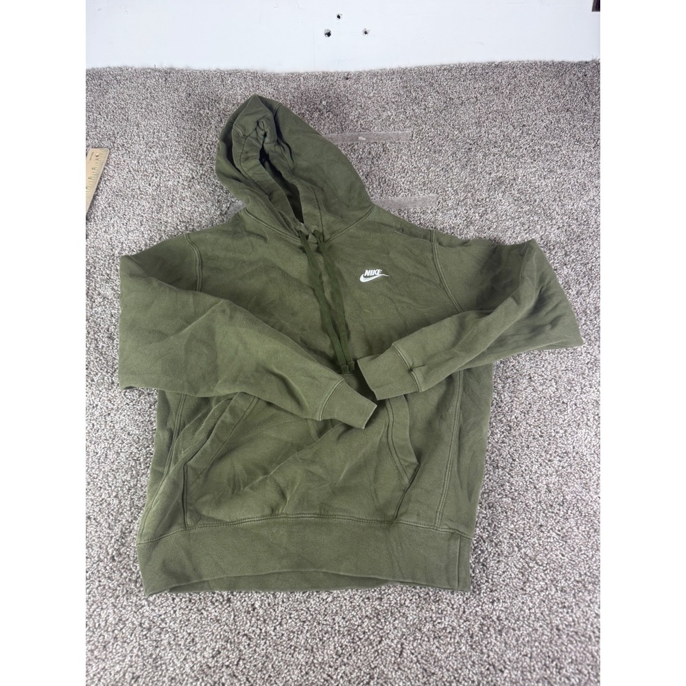 Nike‎ Mens Club Fleece Pullover Hoodie Olive Green Sportswear Small